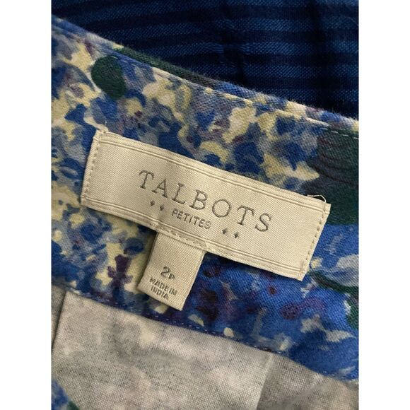 🧺Talbots | Cotton Blue Hydrangea Pleated Midi Skirt | Size 2P - Picture 5 of 5